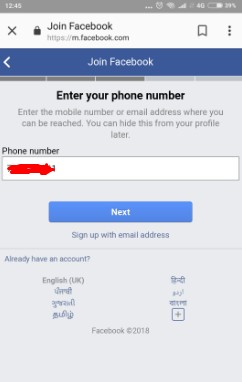 Facebook Account Enter Your Phone Number
